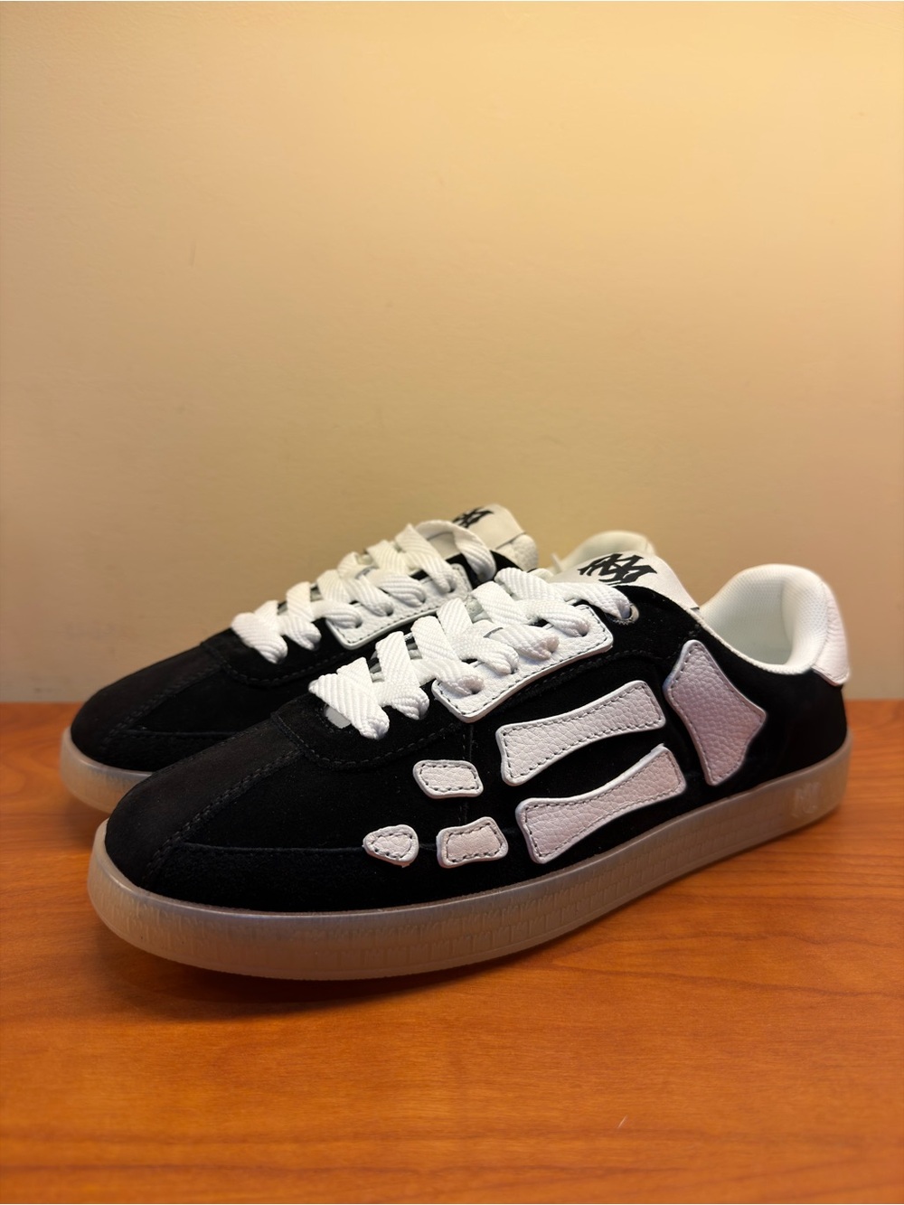 AMIRI Black Suede Low-Top Sneakers with White Leather Bones